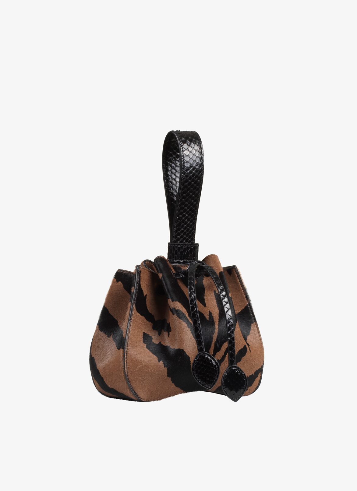 MARIE PINK IMP. POULAIN ZEBRA+ELAPHE BROWN/BLACK ALAÏA BROWN/BLACK  MARIE PINK IMP. POULAIN ZEBRA+ELAPHE BROWN/BLACK